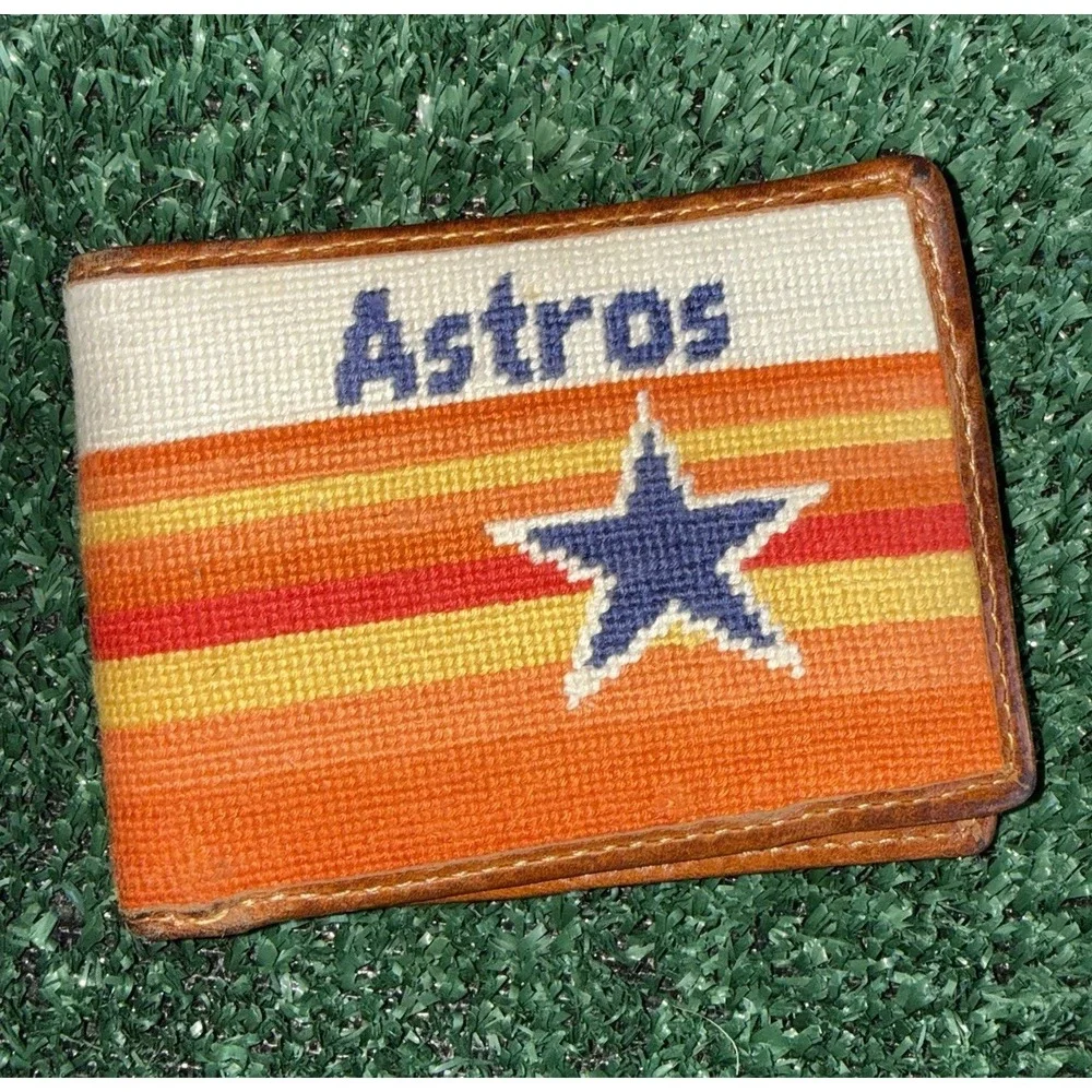 Smathers & Branson Houston Astros Cooperstown Needlepoint Wallet EUC